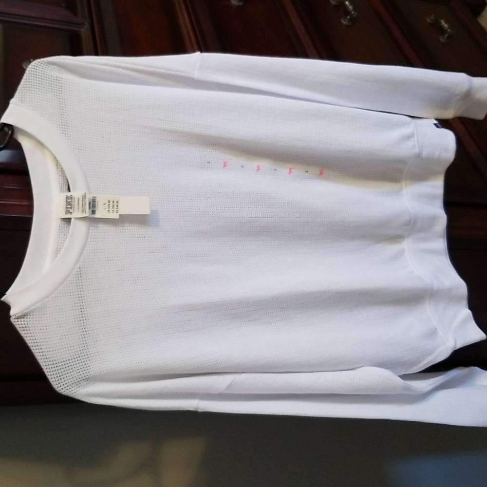 NWT Victoria Secret PINK white long sleeve top